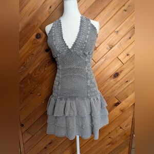 Cotton Natural Gray Knit Mini Dress Size XL